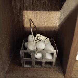 Vintage Westrim Miniature Metal Basket "Fresh Eggs" for Dollhouse Collection